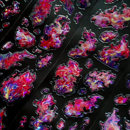 6cm*100cm Shimmering Flames Die Cutting Shell Light PET Tape