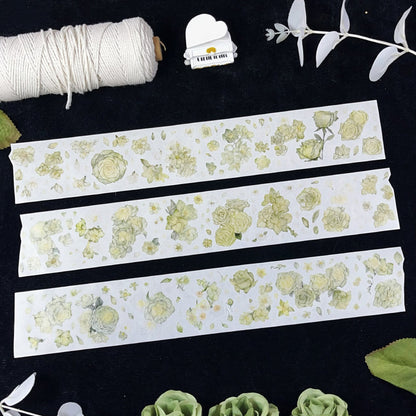 5.5cm*100cm Lush Greenery Washi/Self-adhesive/Shell Light PET Tape featuring green, and light designs for journaling, scrapbooking and collage