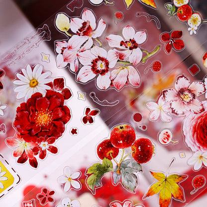 6cm*150cm Red Fruit Fragrant Flavor Die Cutting Washi/PET/Shell Light PET Tape featuring red, fruit, and light designs for journaling, scrapbooking and collage
