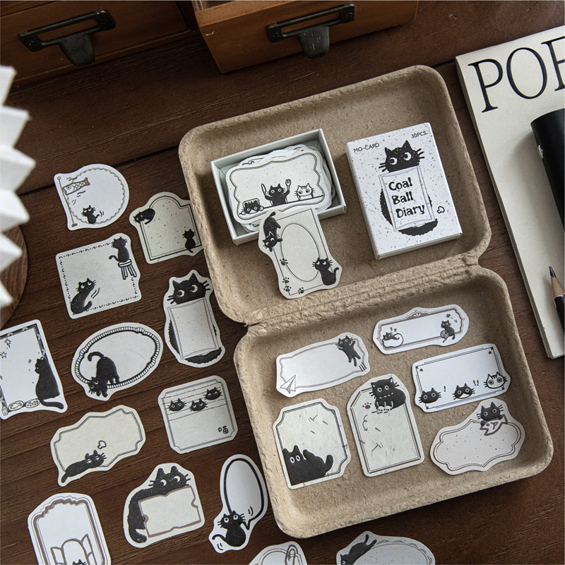 Little Black Cat Series Sticker featuring black, and cat designs for journaling, scrapbooking and collage