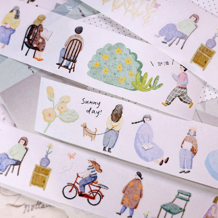 Whole Roll 3cm*3m Sunny day Die Cutting Washi/Fog PET Tape featuring sun designs for journaling, scrapbooking and collage