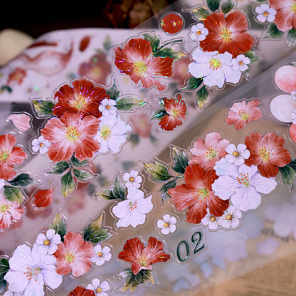Whole Roll 6cm*4.8m Drunken Lotus Banquet Die Cutting Shell Light Washi/PET Tape
