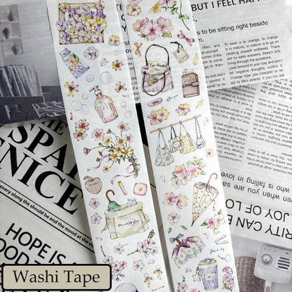 Whole Roll 5.5cm*5m Flowers Stories Die Cutting Washi/PET/Fog PET Tape