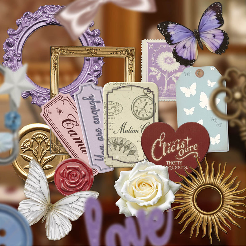 Retro Light Collection Series Sticker featuring retro, and light designs for journaling, scrapbooking and collage