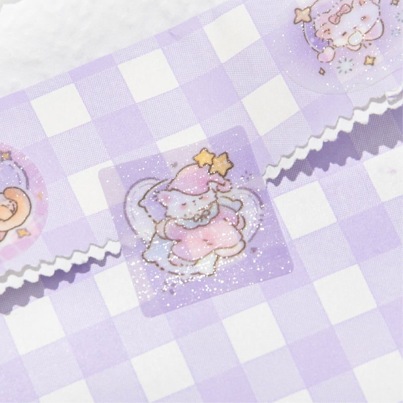 Heal Soft Cat Series Die Cutting Flash PET Tape featuring cat designs for journaling, scrapbooking and collage