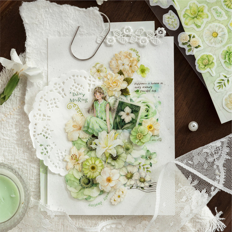 Flower Letter Series Sticker featuring flower, and letter designs for journaling, scrapbooking and collage