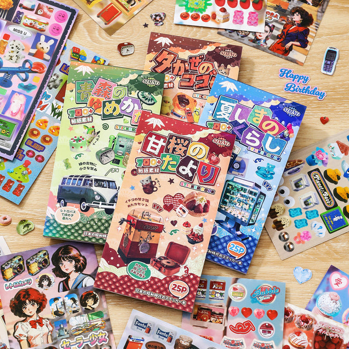 Showa Series Sticker Book featuring book designs for journaling, scrapbooking and collage
