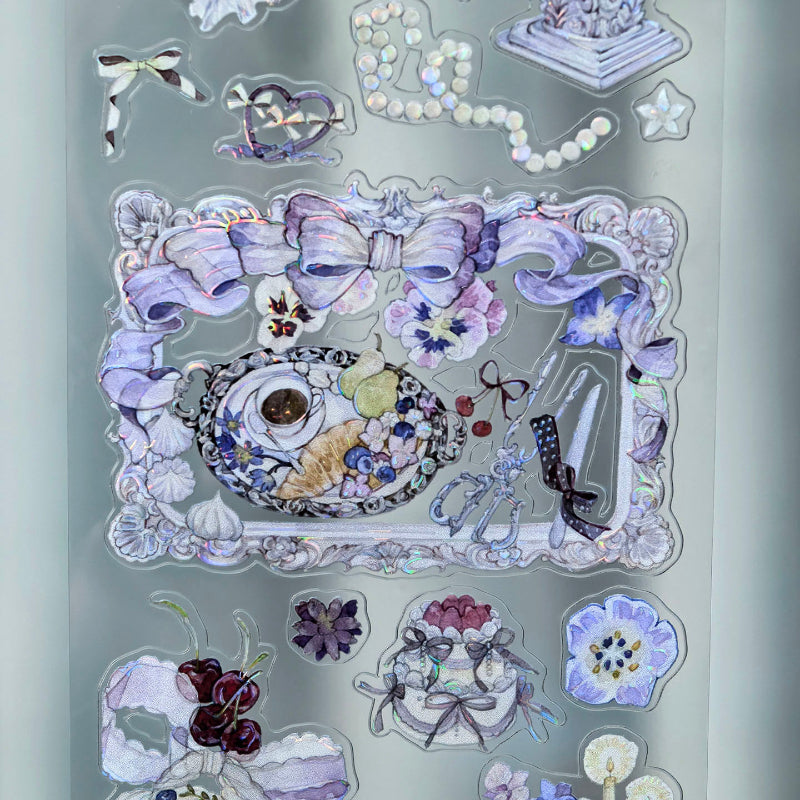 Whole Roll 6.5cm*5m Enchanting Tea Mist Die Cutting Shell Light PET Tape featuring tea, and light designs for journaling, scrapbooking and collage