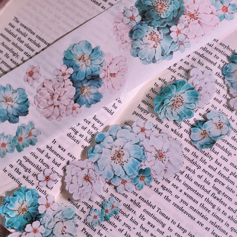 5.5cm*100cm Skinned snow flower Die Cutting Washi/PET Tape featuring flower, and snow designs for journaling, scrapbooking and collage