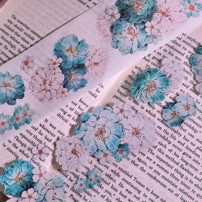 5.5cm*100cm Skinned snow flower Die Cutting Washi/PET Tape featuring flower, and snow designs for journaling, scrapbooking and collage