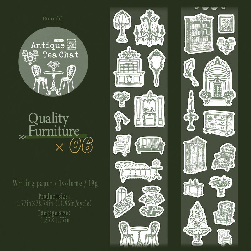 Antique Tea Chat series Die Cutting Writing Tape