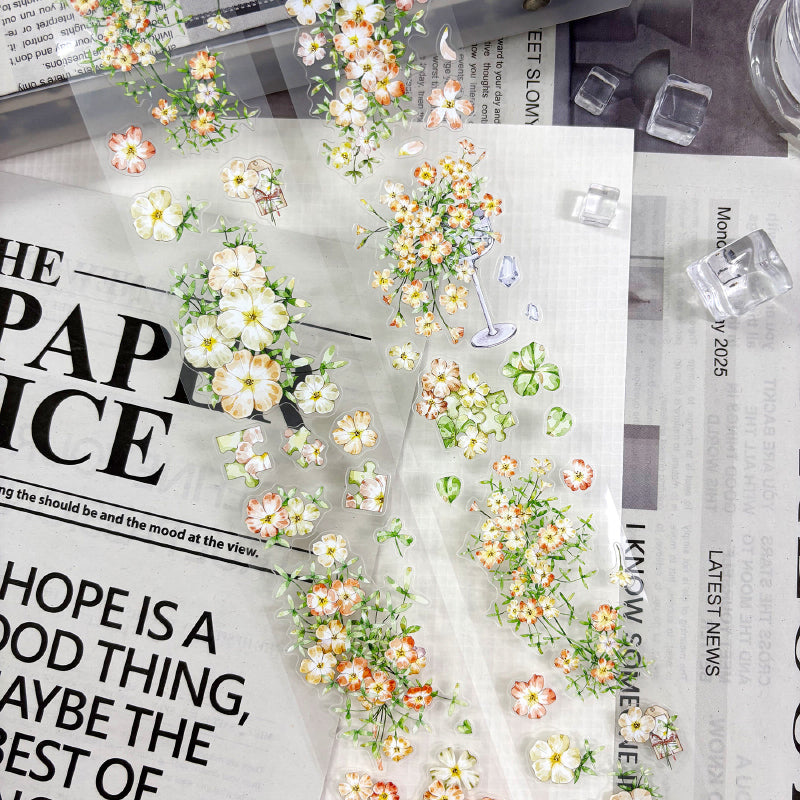 5cm*125cm Flourishing Beautiful Die Cutting Washi/PET/Flash PET Tape for journaling, scrapbooking and collage