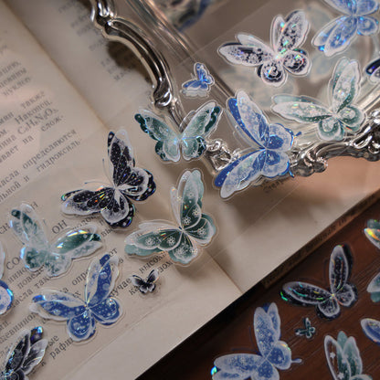 6cm*100cm Blue Dream Butterfly Die Cutting Shell Silver/Gold/Light PET Tape