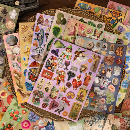 Retro Sanctuary Series Sticker Book featuring retro, and book designs for journaling, scrapbooking and collage