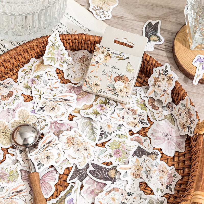 Flowers fall butterfly Sticker