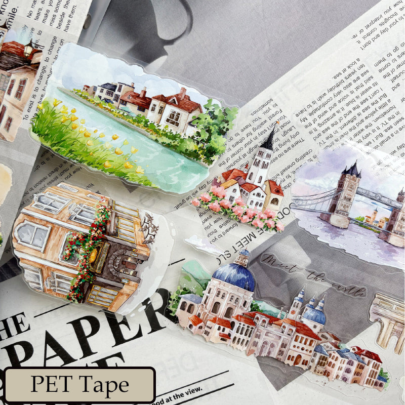 6.5cm*125cm Encountering the small town Die Cutting Washi/PET/Fog PET Tape
