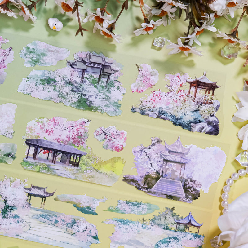 Whole Roll 6.5cm*5m Spring Garden PET Tape featuring garden, and spring designs for journaling, scrapbooking and collage