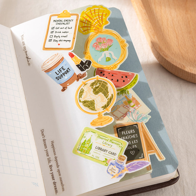 Relaxing Vacation Series Sticker featuring cat designs for journaling, scrapbooking and collage