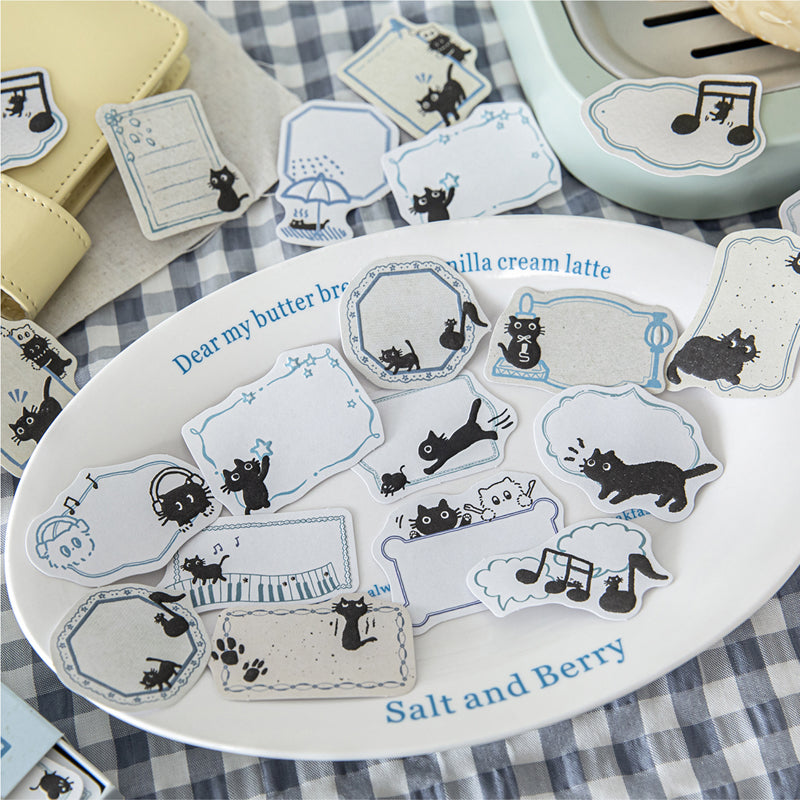 Little Black Cat Series Sticker featuring black, and cat designs for journaling, scrapbooking and collage