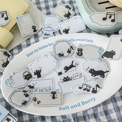 Little Black Cat Series Sticker featuring black, and cat designs for journaling, scrapbooking and collage