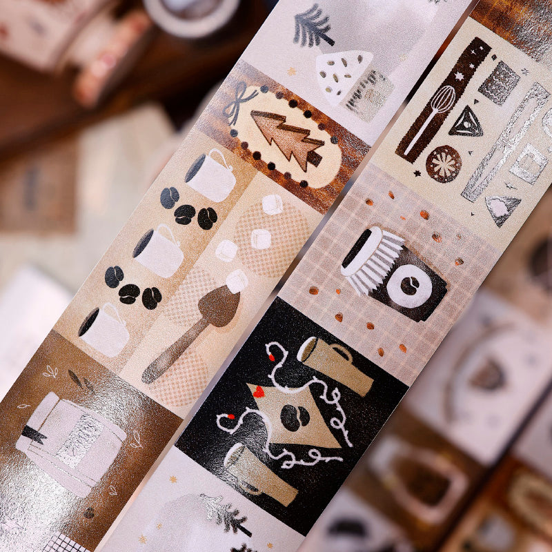 4cm*100cm Coffee Color Language Washi Tape featuring color designs for journaling, scrapbooking and collage