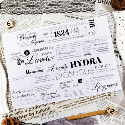 5cm*100cm Retro script Die Cutting Synthetic Paper/PET Tape featuring retro designs for journaling, scrapbooking and collage