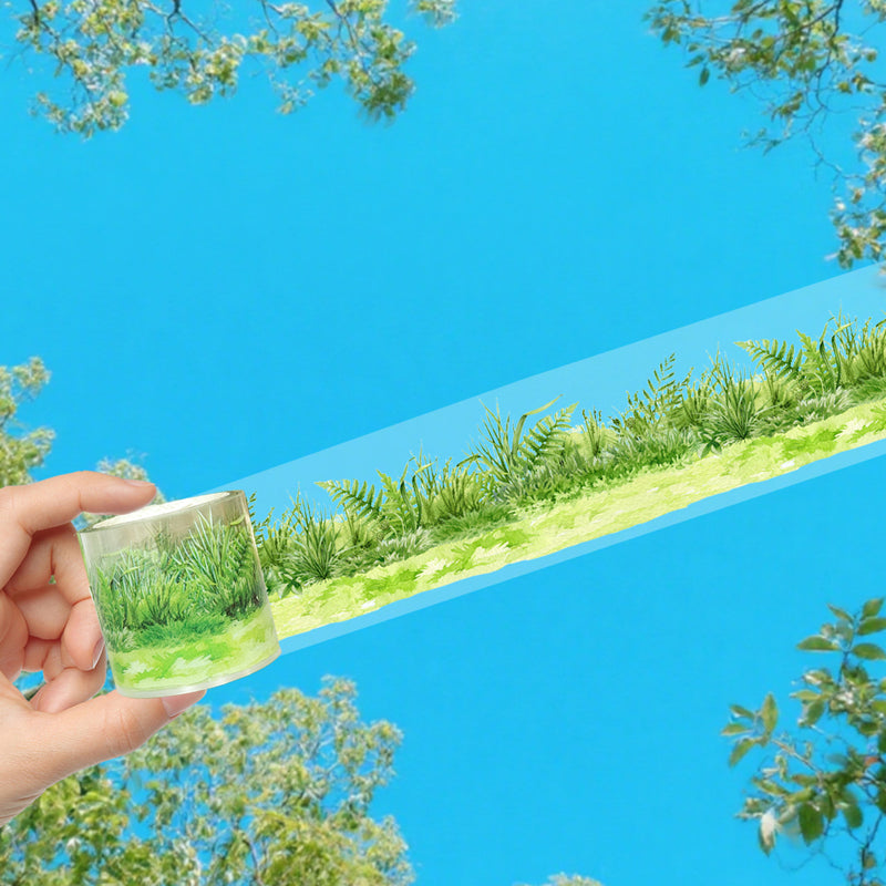 Green shadows PET Tape featuring green, and shadow designs for journaling, scrapbooking and collage