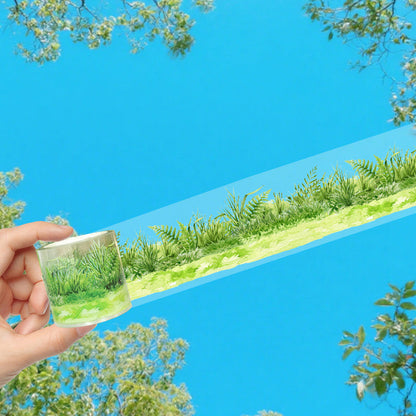 Green shadows PET Tape featuring green, and shadow designs for journaling, scrapbooking and collage