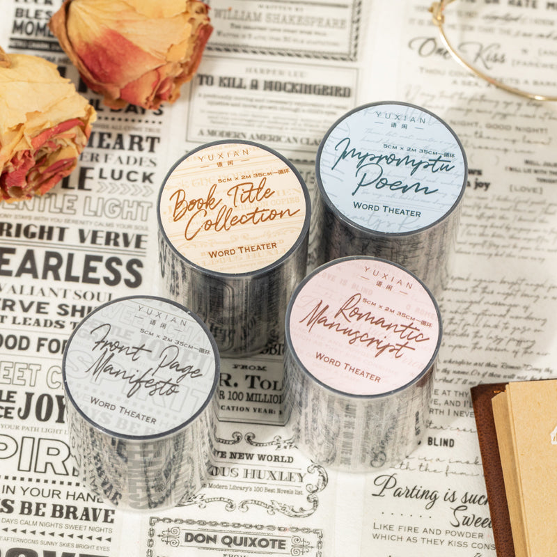 Textual Theatre Series PET Tape for journaling, scrapbooking and collage