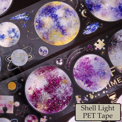 Whole Roll 6cm*5m Star Fall Die Cutting Shell Light Washi/PET Tape