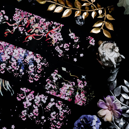 Whole Roll 6.5cm*5m Cherry Blossom PET Tape featuring cherry designs for journaling, scrapbooking and collage