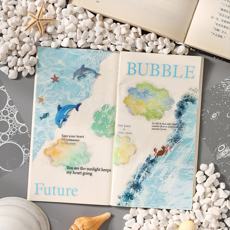 Water Moon Flower Mirror Series Sticker featuring flower, moon, and mirror designs for journaling, scrapbooking and collage