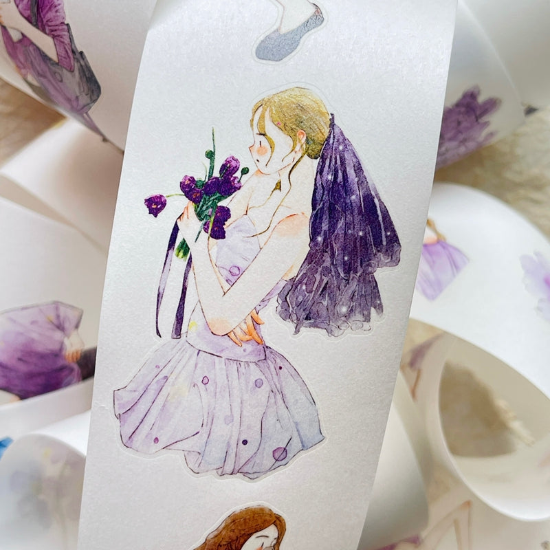 Whole Roll 5cm*10m Little purple Die Cutting Washi/PET/Fog PET Tape for journaling, scrapbooking and collage