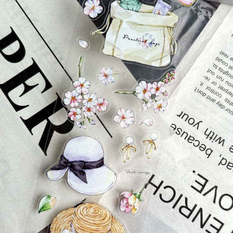 Whole Roll 5.5cm*5m Flowers Stories Die Cutting Washi/PET/Fog PET Tape featuring flower designs for journaling, scrapbooking and collage