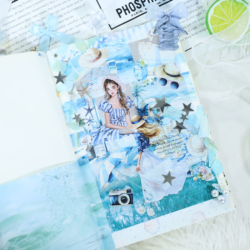 Seaside town Die Cutting Washi/PET Tape Set featuring sea designs for journaling, scrapbooking and collage