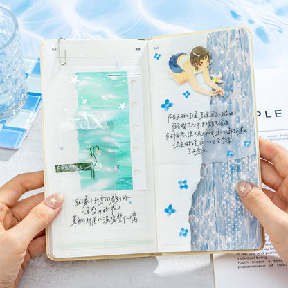 Glittering Waves Series Washi Tape featuring wave designs for journaling, scrapbooking and collage
