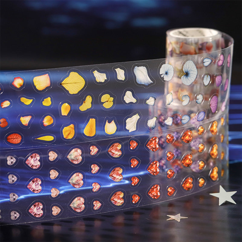 Lucky Starry Rain Series Die Cutting PET Tape featuring star, and rain designs for journaling, scrapbooking and collage