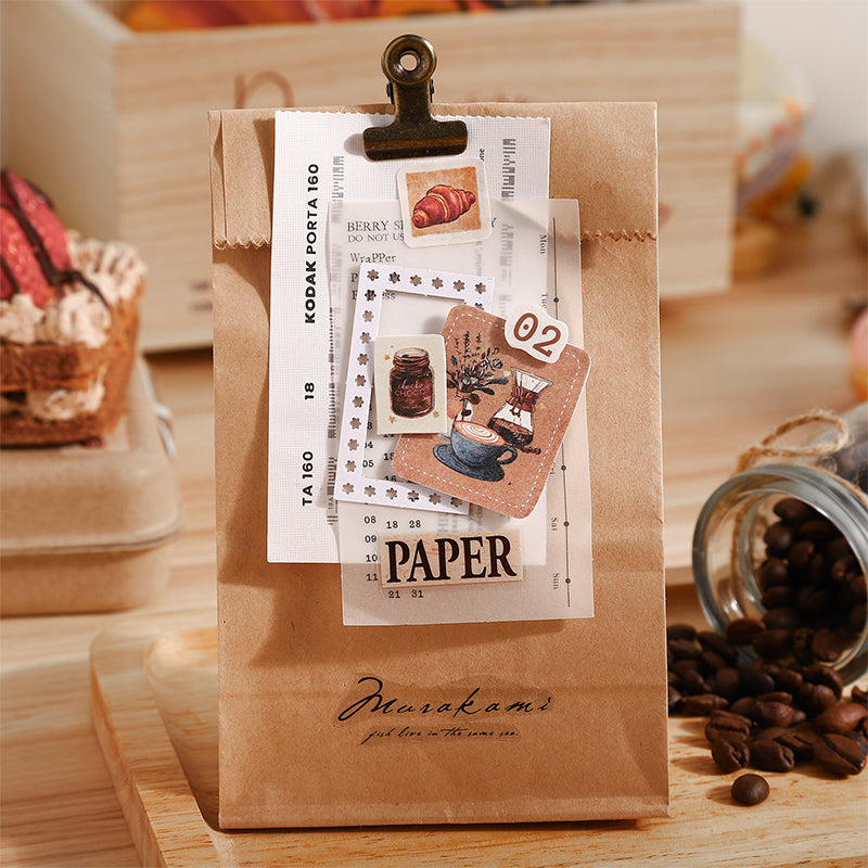 Warm Tea Gentle Prelude Series Die Cutting Kraft Paper Tape featuring tea designs for journaling, scrapbooking and collage