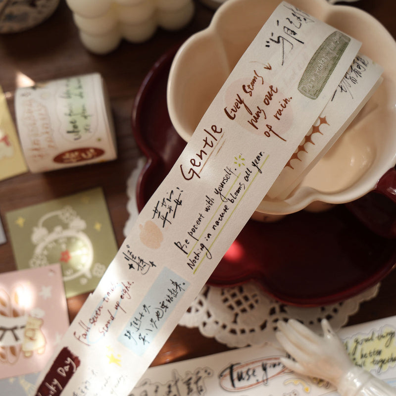 4cm*100cm Words flow like flowers Die Cutting Washi/Fog PET/Synthetic Paper Tape featuring flower designs for journaling, scrapbooking and collage
