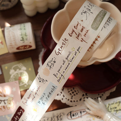 4cm*100cm Words flow like flowers Die Cutting Washi/Fog PET/Synthetic Paper Tape featuring flower designs for journaling, scrapbooking and collage