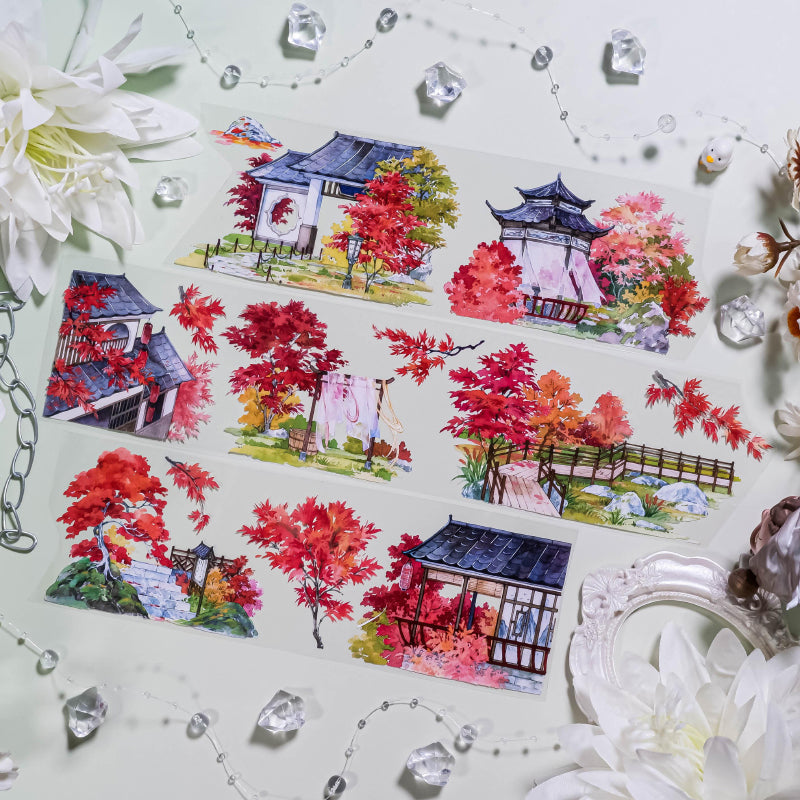 Whole Roll 7cm*5m Cold Maple Leaves PET Tape