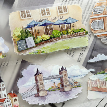 6.5cm*125cm Encountering the small town Die Cutting Washi/PET/Fog PET Tape for journaling, scrapbooking and collage