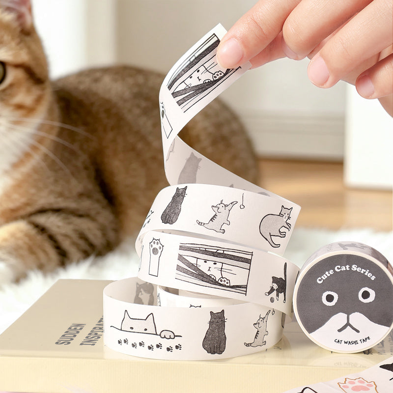 Cute Cat Series Washi Tape featuring cat designs for journaling, scrapbooking and collage