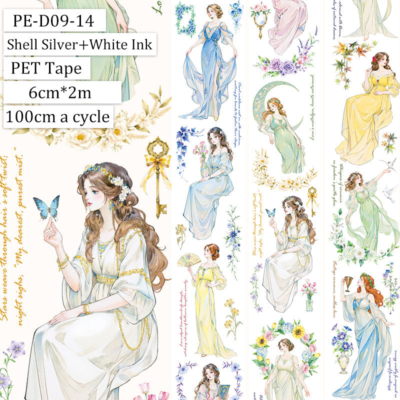 The flowing gauze dress Shell Silver PET Tape featuring silver designs for journaling, scrapbooking and collage