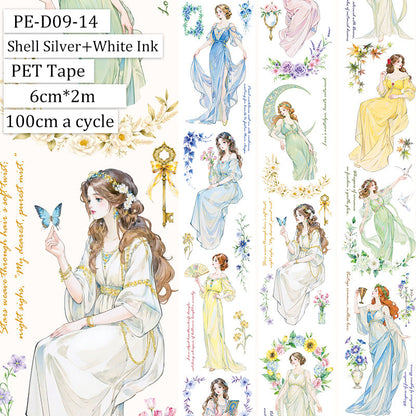 The flowing gauze dress Shell Silver PET Tape featuring silver designs for journaling, scrapbooking and collage