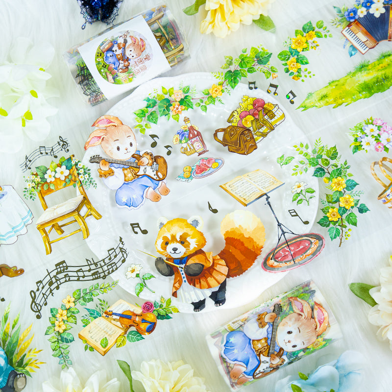 Forest Melodies Shell Light PET Tape featuring forest, and light designs for journaling, scrapbooking and collage
