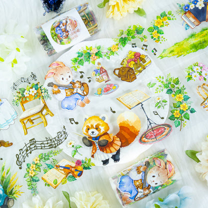 Forest Melodies Shell Light PET Tape featuring forest, and light designs for journaling, scrapbooking and collage