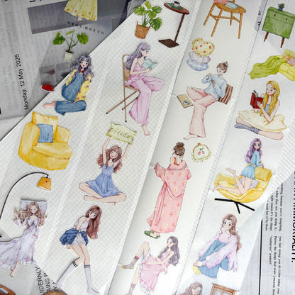 5.5cm*125cm Time At Home Die Cutting Washi/PET/Fog PET Tape featuring home designs for journaling, scrapbooking and collage