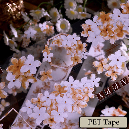 Whole Roll 5cm*5m Autumn Chrysanthemum Flower Die Cutting Washi/PET/Shell Silver PET Tape