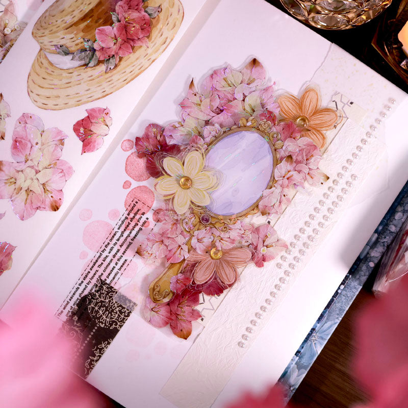 Whole Roll 6cm*5m Flower Mirror Die Cutting Shell Light Washi/PET Tape